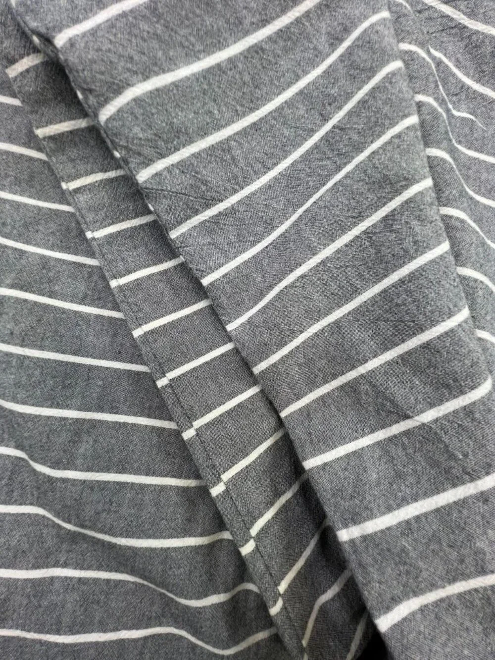 Wake In Cloud 100% Cotton Gray Striped Zip Duvet Cover Bedding Lightweight